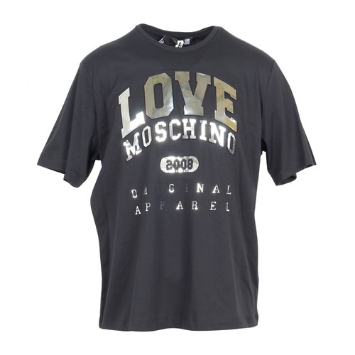 Love Moschino, Signature T-Shirt Czarny, female, 556.00PLN