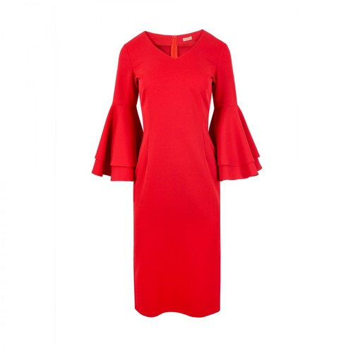 Makover, Sukienka z falbanami przy rękawach Czerwony, female, 209.00PLN