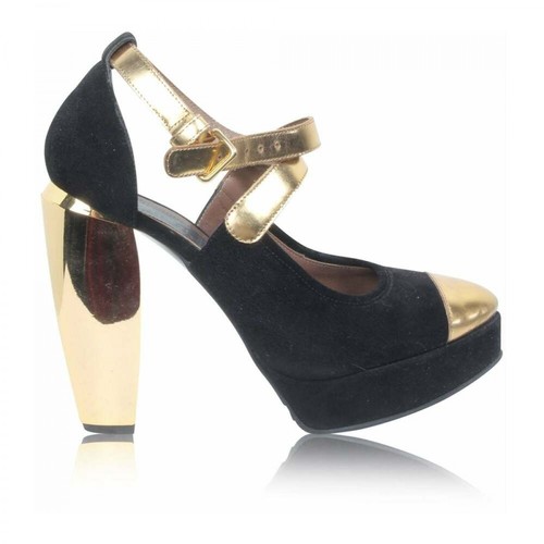 Marni Pre-owned, Suede Ankle Strap Platforms Czarny, female, 1707.47PLN