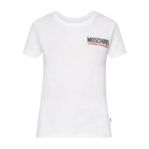 Moschino, Logo T-Shirt Biały, female, 299.57PLN