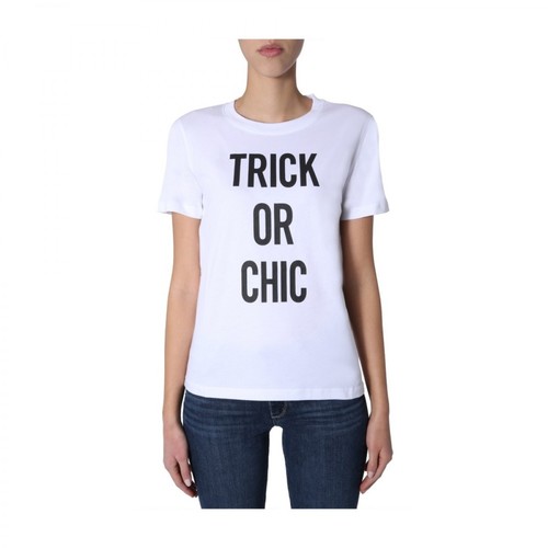 Moschino, Round Neck T-Shirt Biały, female, 377.00PLN