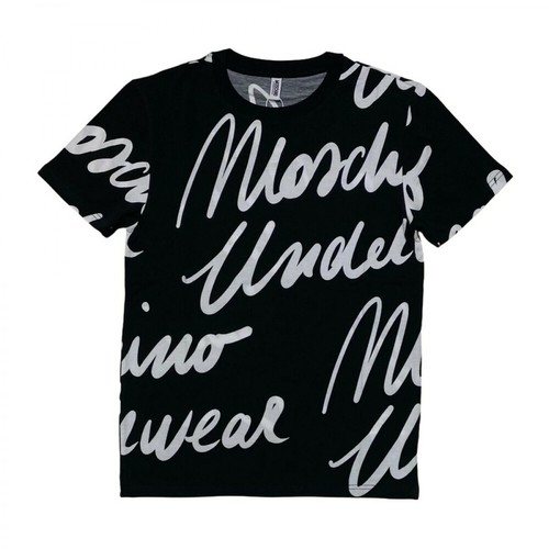 Moschino, Signature Logo T-Shirt Czarny, male, 369.47PLN