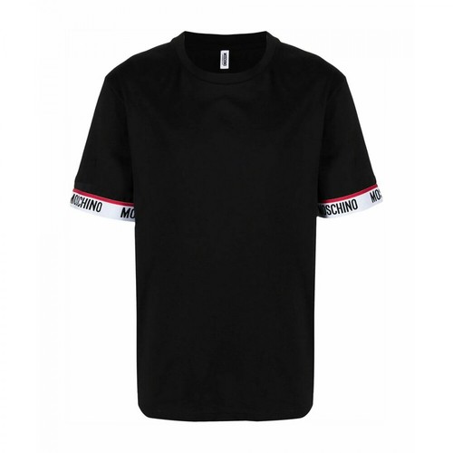 Moschino, Underwear Logo Taped Cuff T-Shirt Czarny, male, 279.60PLN