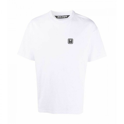 Palm Angels, Appliquéd T-shirt Biały, male, 635.00PLN