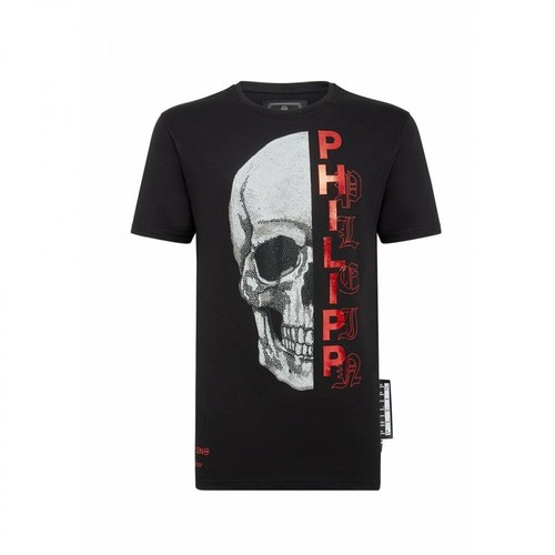 Philipp Plein, T-Shirt Platinum Cut Round Neck Gothic Plein Czarny, male, 707.00PLN