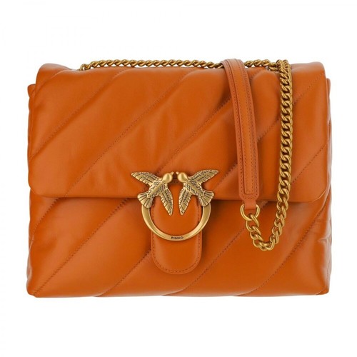 Pinko, Bag made of leather with maxi quilting oblique Pomarańczowy, female, 1569.00PLN