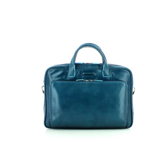 Piquadro, Two handles leather briefcase Niebieski, male, 1505.00PLN
