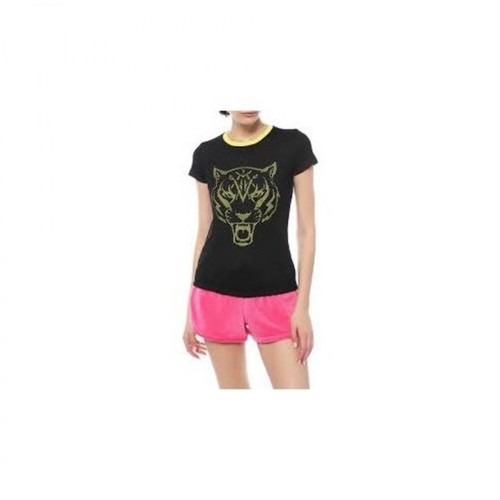 Plein Sport, T-Shirt Round Neck Logos Czarny, female, 1008.00PLN