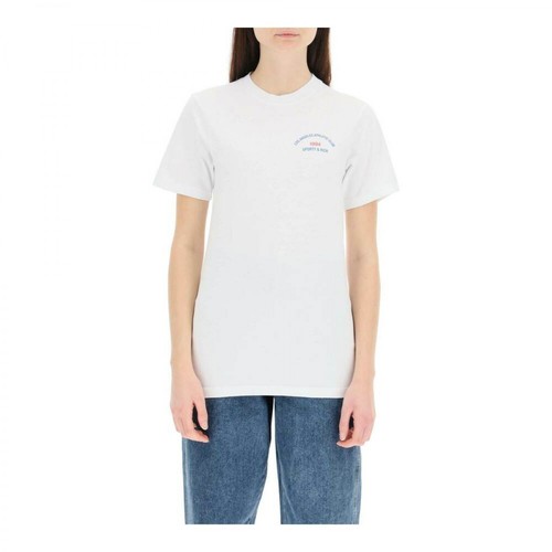 Sporty & Rich, Logo script t-shirt Biały, female, 251.00PLN