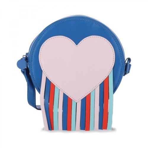 Stella McCartney, Heart Faux Leather Shoulder Bag Niebieski, female, 420.00PLN