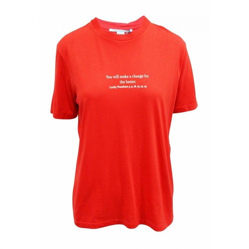 Stella McCartney Pre-owned, Printed Cotton-Jersey T-Shirt Czerwony, female, 924.55PLN