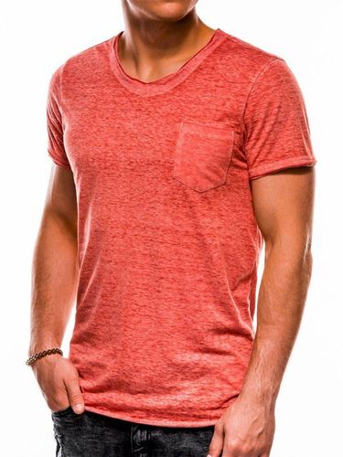 T-shirt męski bez nadruku S1051 - koralowy 9.99PLN