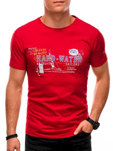 T-shirt męski z nadrukiem 1431S - czerwony 14.99PLN