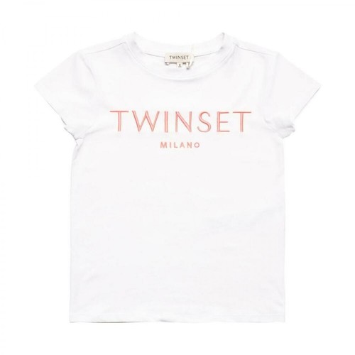 Twinset, T-Shirt with Logo Biały, female, 140.00PLN