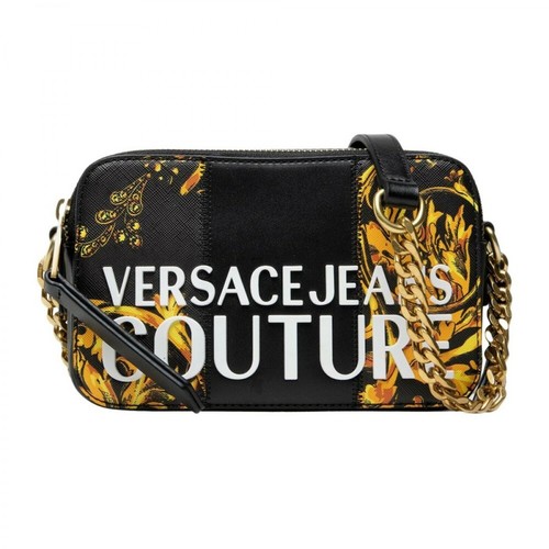 Versace Jeans Couture, Borsa a spalla con fantasia barocca Czarny, female, 679.00PLN