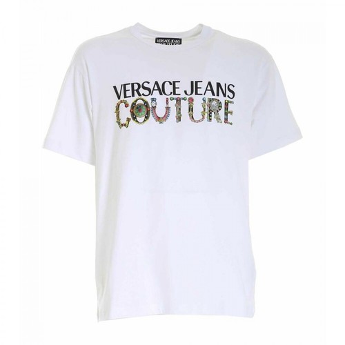 Versace Jeans Couture, regalia logo t-shirt Biały, male, 565.00PLN