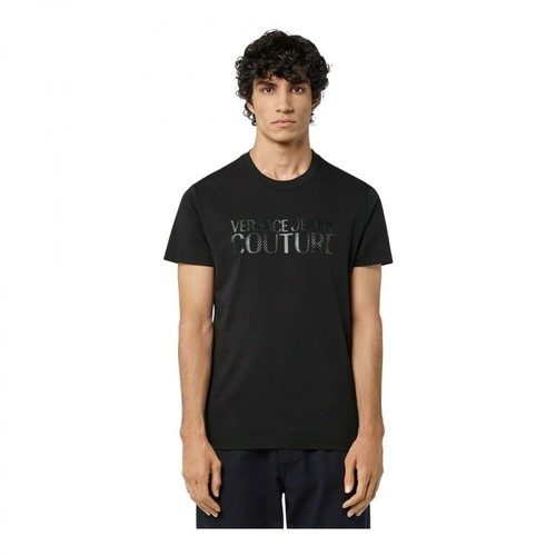 Versace Jeans Couture, T-Shirt Logo Pixel Czarny, male, 484.00PLN
