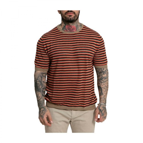 +39 Masq, Basic Striped T-Shirt Beżowy, male, 673.00PLN
