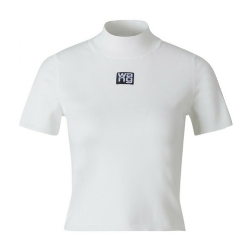 Alexander Wang, Cropped Patch T-Shirt Biały, female, 1300.00PLN