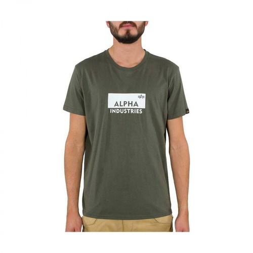 Alpha Industries, Logo T-Shirt Zielony, male, 159.85PLN