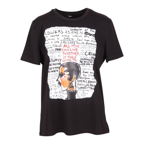 Amen, T-Shirt With Graphic Print Czarny, female, 690.00PLN