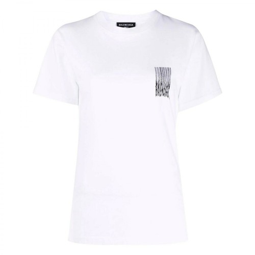 Balenciaga, Warped Logo T-Shirt Biały, female, 1423.00PLN