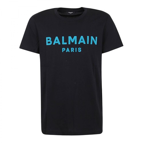 Balmain, Flock T-Shirt Niebieski, male, 1277.00PLN