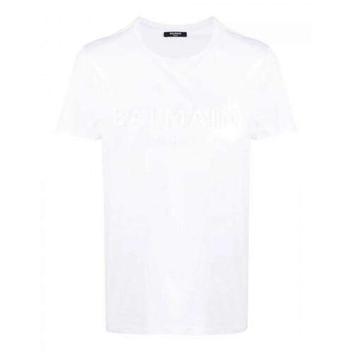 Balmain, Logo-Embossed T-shirt Biały, male, 1458.90PLN