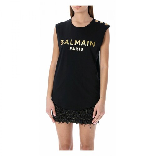 Balmain, T-shirt Xf1Eb005Bb28 Czarny, female, 1536.83PLN