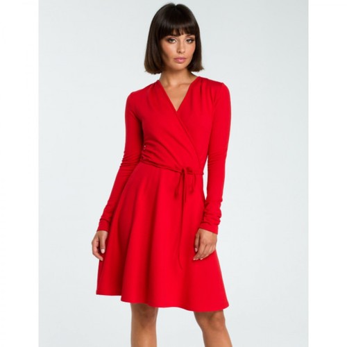 BE, Sukienka z wiązaniem B092 Czerwony, female, 189.00PLN
