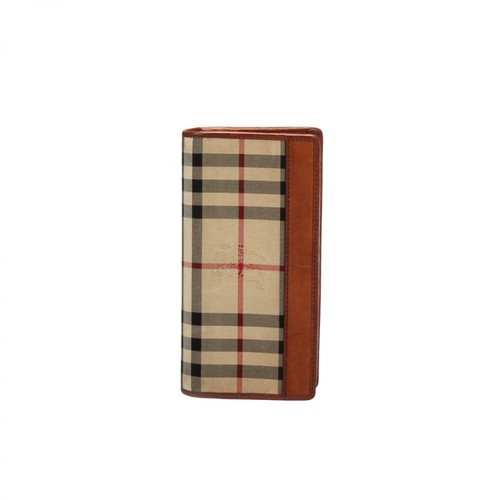 Burberry Vintage, Pre-owned Check Coated Canvas Long Wallet Beżowy, female, 1277.00PLN