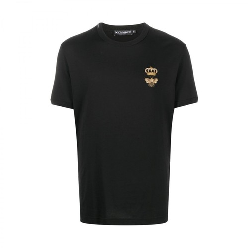 Dolce & Gabbana, Crown Embroidered T-Shirt Czarny, male, 2488.00PLN