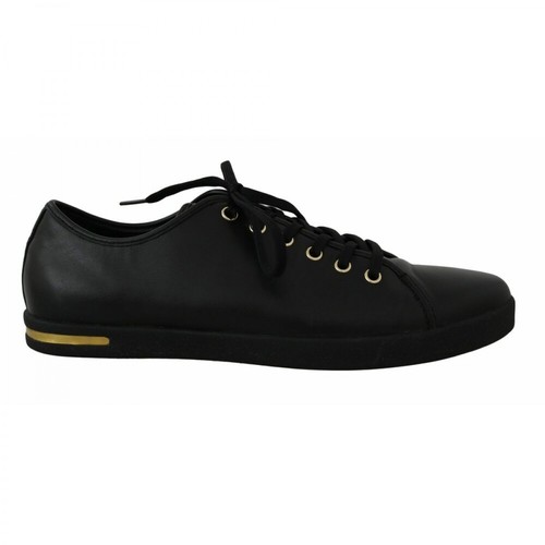 Dolce & Gabbana, Leather Solid Logo Sneakers Shoes Czarny, female, 1060.00PLN