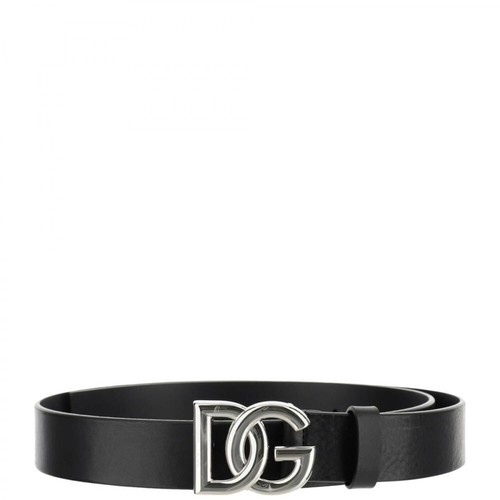Dolce & Gabbana, Lux Leather Belt With Crossover DG Logo Bucklelength Czarny, male, 1308.00PLN