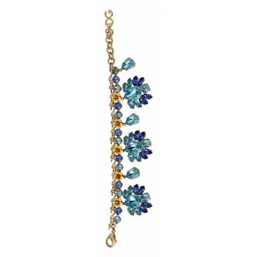 Dolce & Gabbana Pre-owned, Gold Blue Chain Crystal Floral Charms Bracelet One Żółty, female, 2065.49PLN