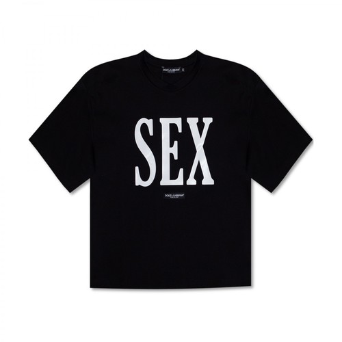 Dolce & Gabbana, T-shirt with logo Czarny, female, 2258.00PLN