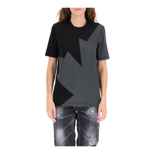 Dsquared2, Leaf print t-shirt Czarny, female, 1257.00PLN