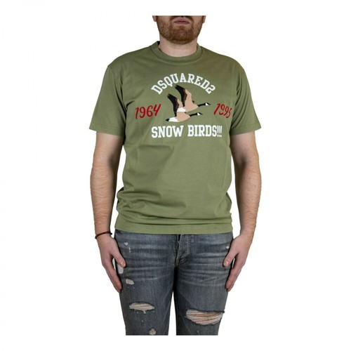 Dsquared2, Slogan-Print T-Shirt Zielony, male, 731.00PLN