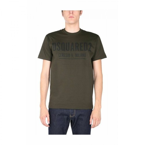 Dsquared2, T-Shirt with Logo Zielony, male, 693.00PLN