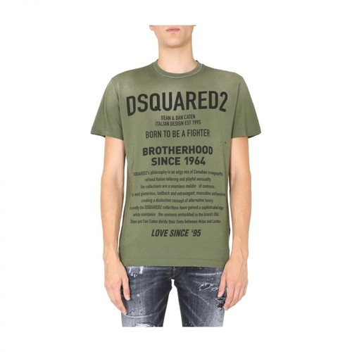 Dsquared2, T-shirt With Print Zielony, male, 764.00PLN