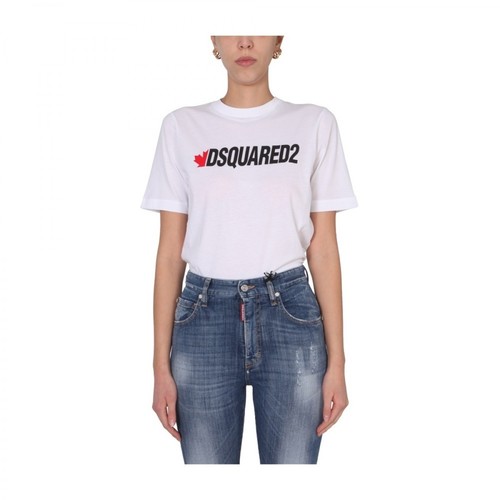 Dsquared2, T-Shirt With Printed Logo Biały, female, 607.00PLN