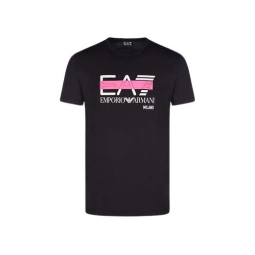 Emporio Armani EA7, T-shirt with logo Czarny, male, 308.65PLN