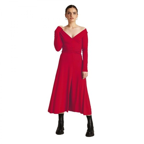 fadd, Sukienka wiskozowa z ozdobnym marszczeniem Czerwony, female, 339.00PLN