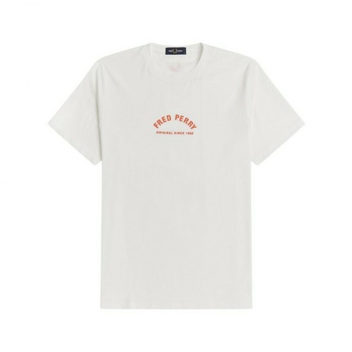 Fred Perry, Arched T-shirt Biały, male, 301.00PLN