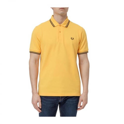 Fred Perry, Polo Shirt with Contrasting Details Żółty, male, 269.00PLN