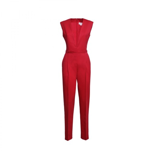 Genny, Red deep V-neck jumpsuit Czerwony, female, 3202.00PLN