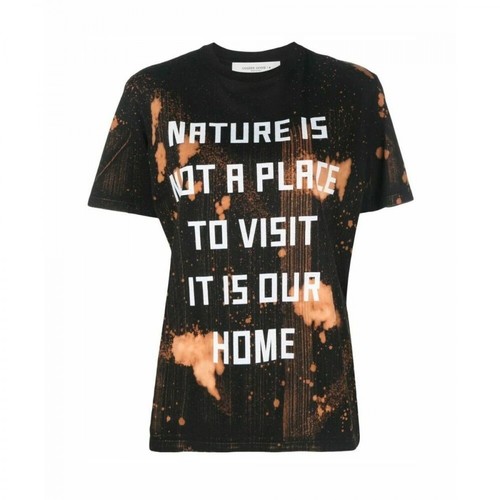 Golden Goose, T-Shirt Regular S/S W/ Nature IS NOT A Place TO Visit IT IS OUR Home/Tye Dye/Water Brązowy, female, 776.00PLN