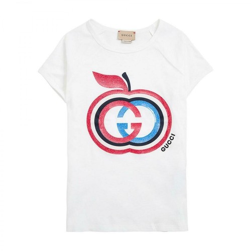 Gucci, Cotton T-Shirt with GG Print Biały, unisex, 511.00PLN