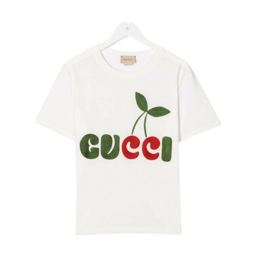 Gucci, T-Shirt with Logo Print Biały, male, 772.04PLN