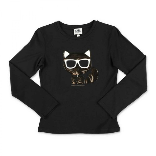 Karl Lagerfeld, Choupette cotton jersey and modal t-shirt Czarny, female, 224.00PLN